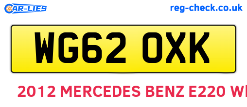 WG62OXK are the vehicle registration plates.