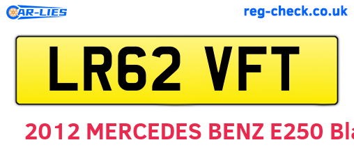 LR62VFT are the vehicle registration plates.