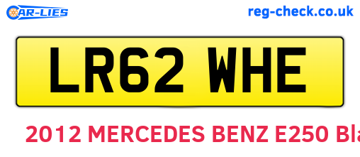 LR62WHE are the vehicle registration plates.