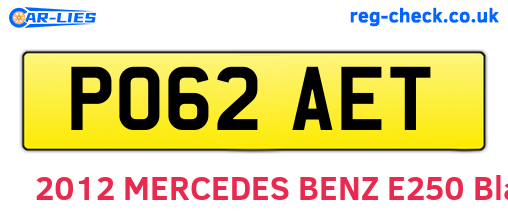 PO62AET are the vehicle registration plates.
