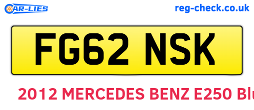 FG62NSK are the vehicle registration plates.