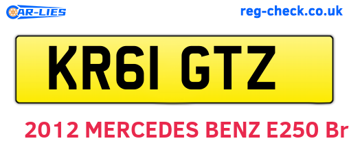 KR61GTZ are the vehicle registration plates.