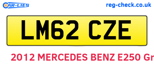 LM62CZE are the vehicle registration plates.