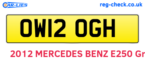 OW12OGH are the vehicle registration plates.
