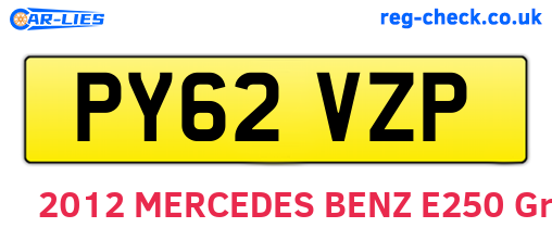 PY62VZP are the vehicle registration plates.