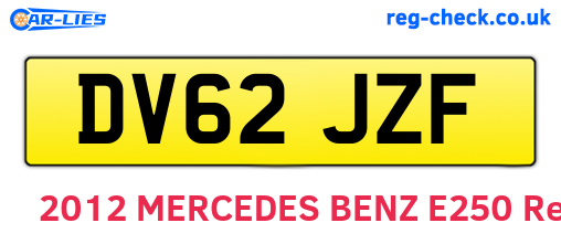 DV62JZF are the vehicle registration plates.