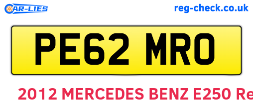 PE62MRO are the vehicle registration plates.