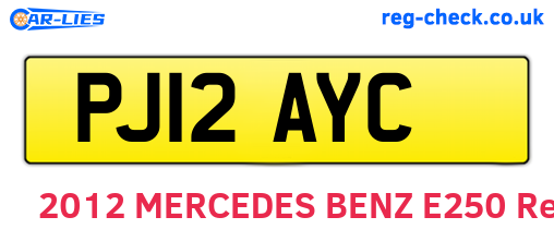 PJ12AYC are the vehicle registration plates.