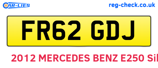 FR62GDJ are the vehicle registration plates.