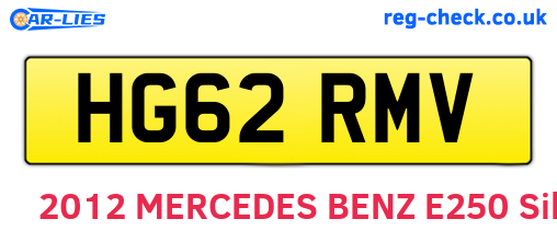HG62RMV are the vehicle registration plates.