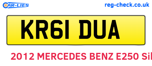 KR61DUA are the vehicle registration plates.