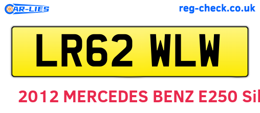 LR62WLW are the vehicle registration plates.