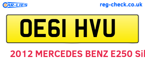 OE61HVU are the vehicle registration plates.