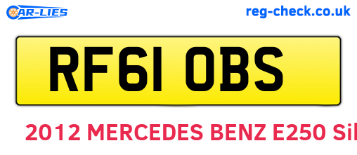 RF61OBS are the vehicle registration plates.