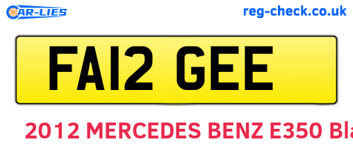 FA12GEE are the vehicle registration plates.