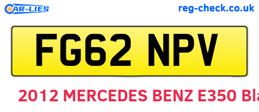 FG62NPV are the vehicle registration plates.