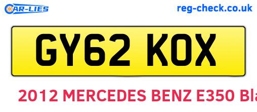 GY62KOX are the vehicle registration plates.