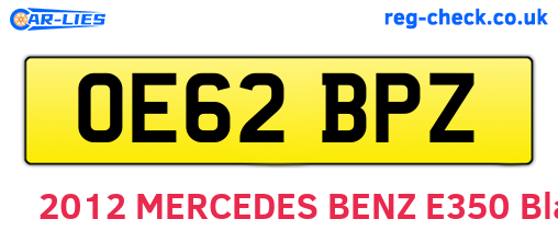 OE62BPZ are the vehicle registration plates.