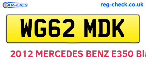 WG62MDK are the vehicle registration plates.