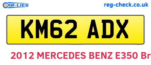 KM62ADX are the vehicle registration plates.