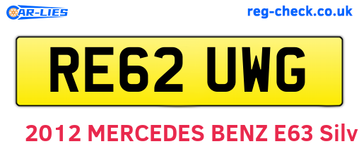 RE62UWG are the vehicle registration plates.