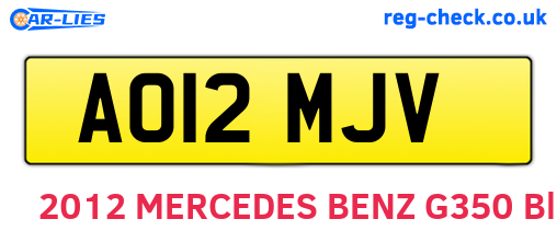 AO12MJV are the vehicle registration plates.
