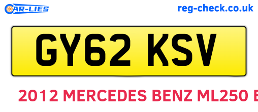 GY62KSV are the vehicle registration plates.