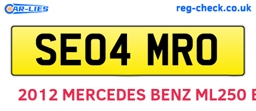 SE04MRO are the vehicle registration plates.