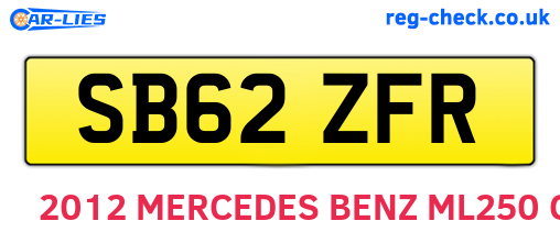 SB62ZFR are the vehicle registration plates.