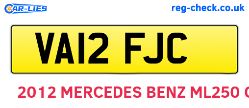 VA12FJC are the vehicle registration plates.