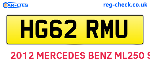 HG62RMU are the vehicle registration plates.