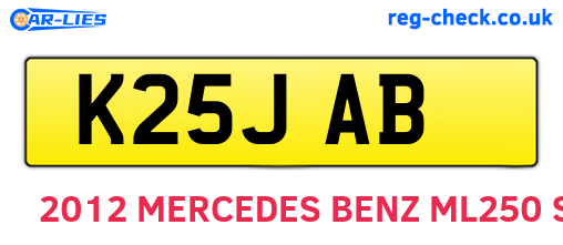 K25JAB are the vehicle registration plates.