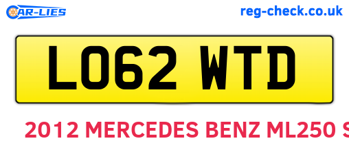 LO62WTD are the vehicle registration plates.