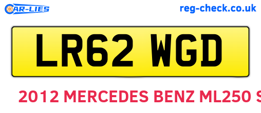 LR62WGD are the vehicle registration plates.