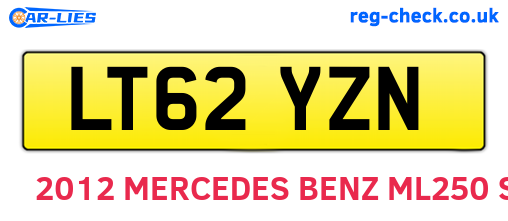 LT62YZN are the vehicle registration plates.