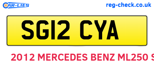 SG12CYA are the vehicle registration plates.