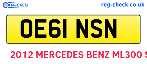 OE61NSN are the vehicle registration plates.