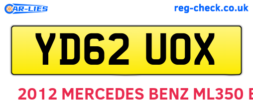 YD62UOX are the vehicle registration plates.