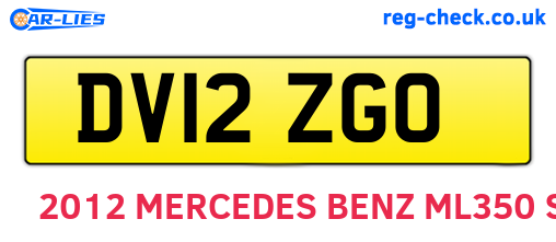 DV12ZGO are the vehicle registration plates.
