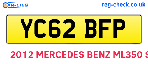 YC62BFP are the vehicle registration plates.