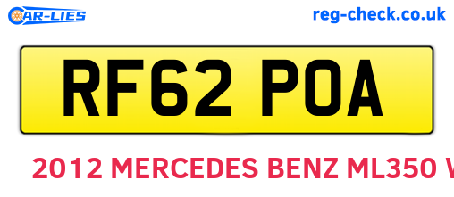 RF62POA are the vehicle registration plates.