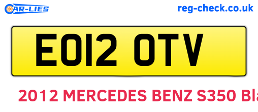 EO12OTV are the vehicle registration plates.
