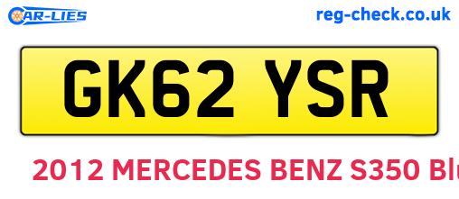 GK62YSR are the vehicle registration plates.