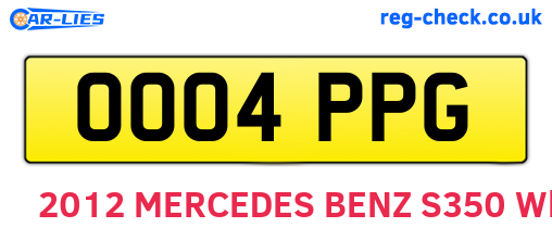 OO04PPG are the vehicle registration plates.