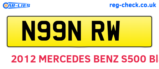N99NRW are the vehicle registration plates.