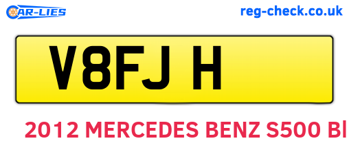 V8FJH are the vehicle registration plates.