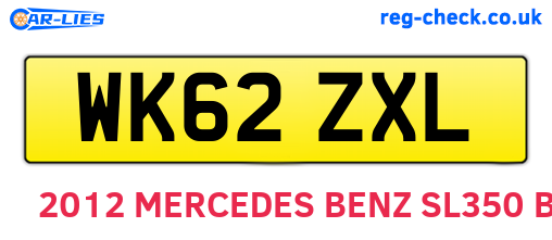 WK62ZXL are the vehicle registration plates.