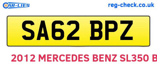 SA62BPZ are the vehicle registration plates.