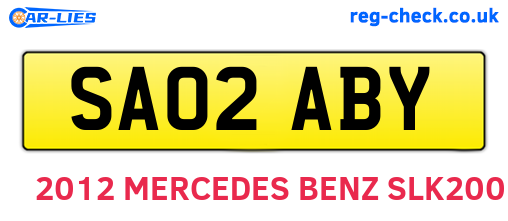 SA02ABY are the vehicle registration plates.