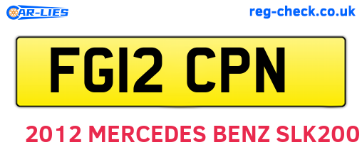 FG12CPN are the vehicle registration plates.